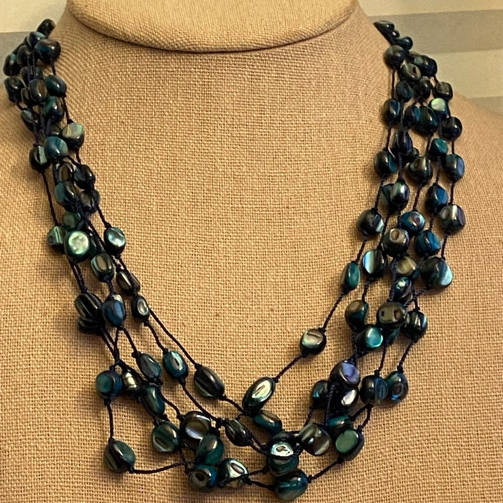 Coldwater Creek NWT Blue shell  multi strand necklace